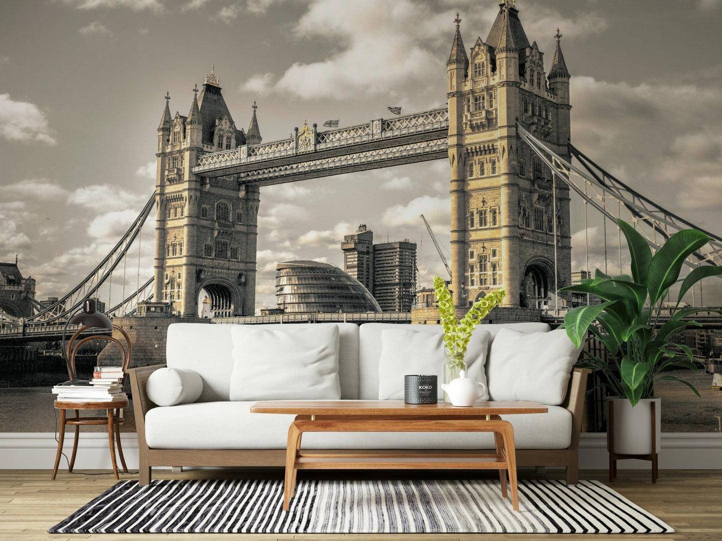 Stone arches London Bridge landmark feature office decoration.