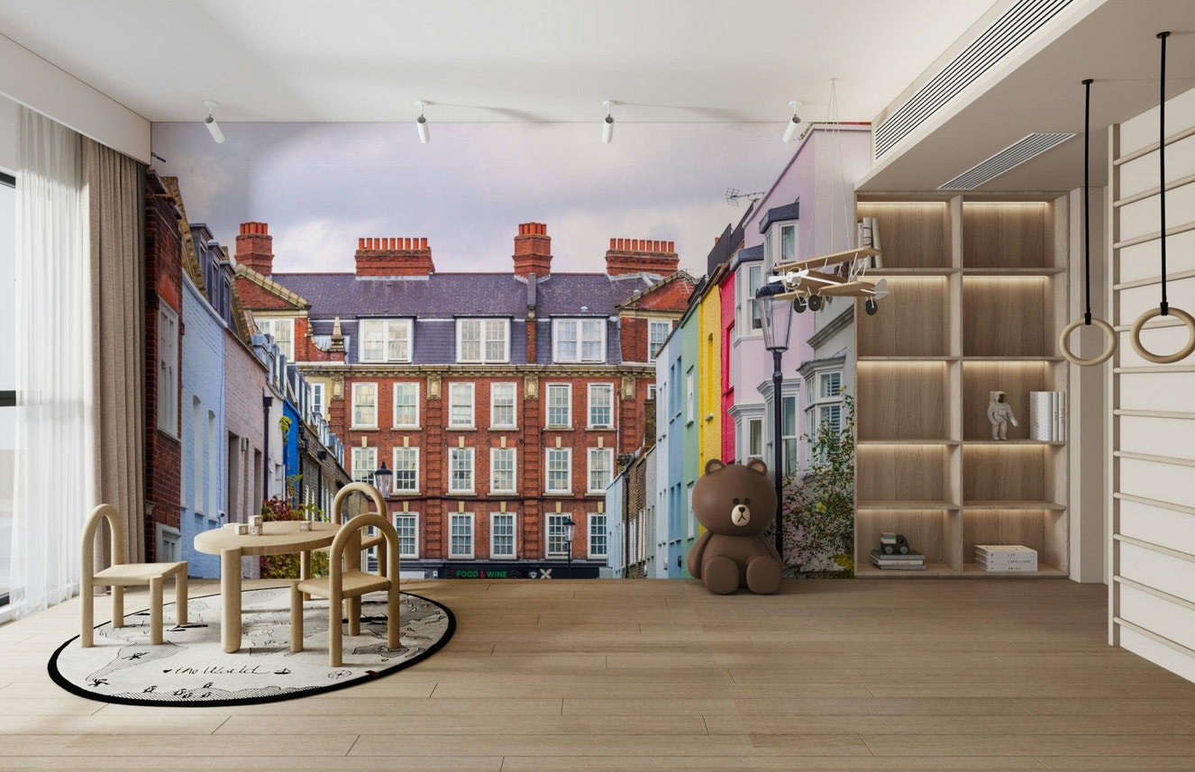 A peaceful panoramic wall mural of a classic London park.

