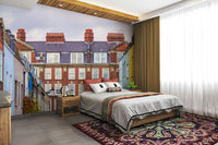 A wide lake is in the center, with trees on both sides.

