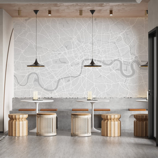 London City Map Wallpaper with streets and rivers, B274