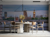 A calming urban design wallpaper mural that defines a space.

