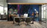 Urban street wallpaper with carousel

