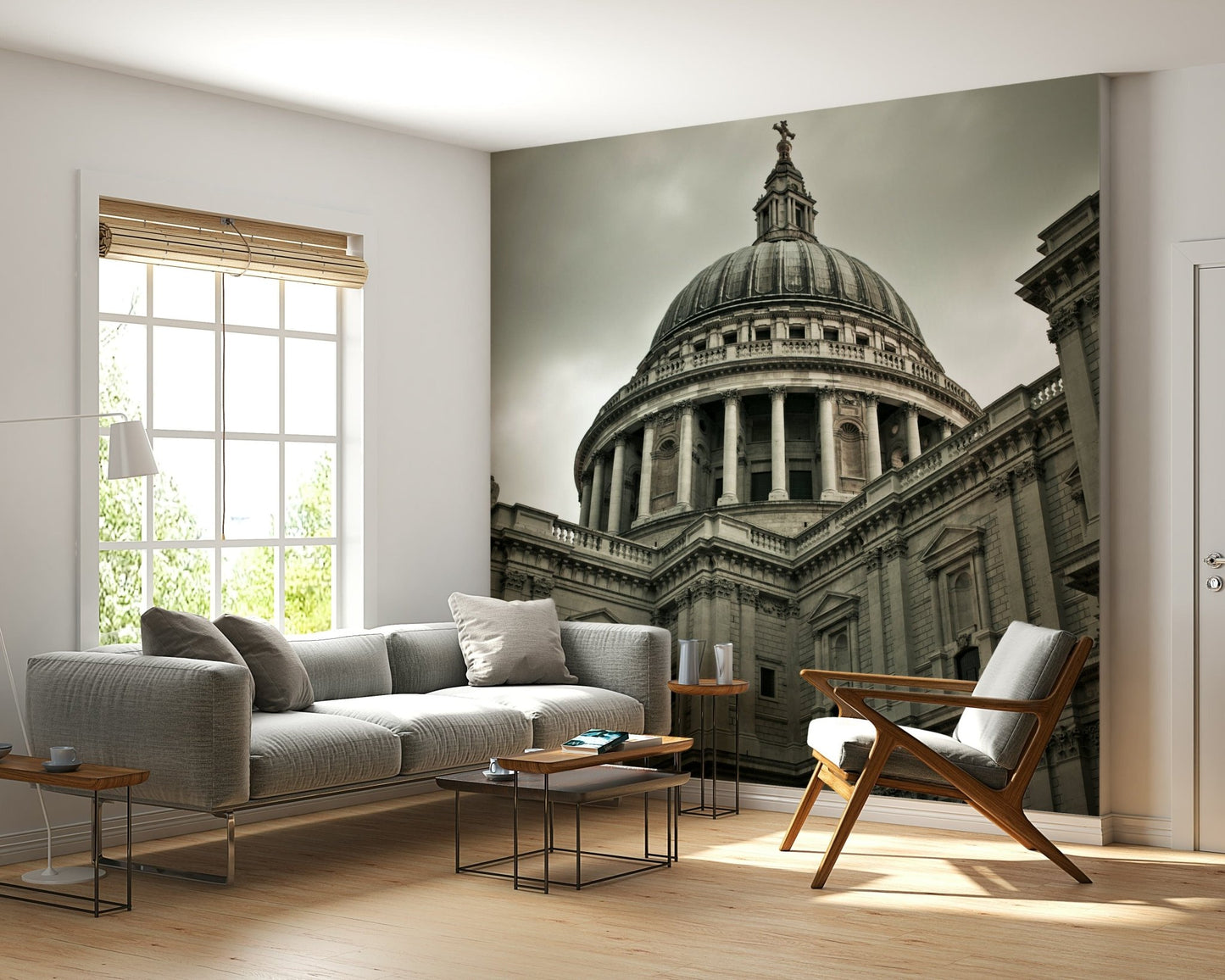 Elegant architectural wallpaper for a professional workspace look.
