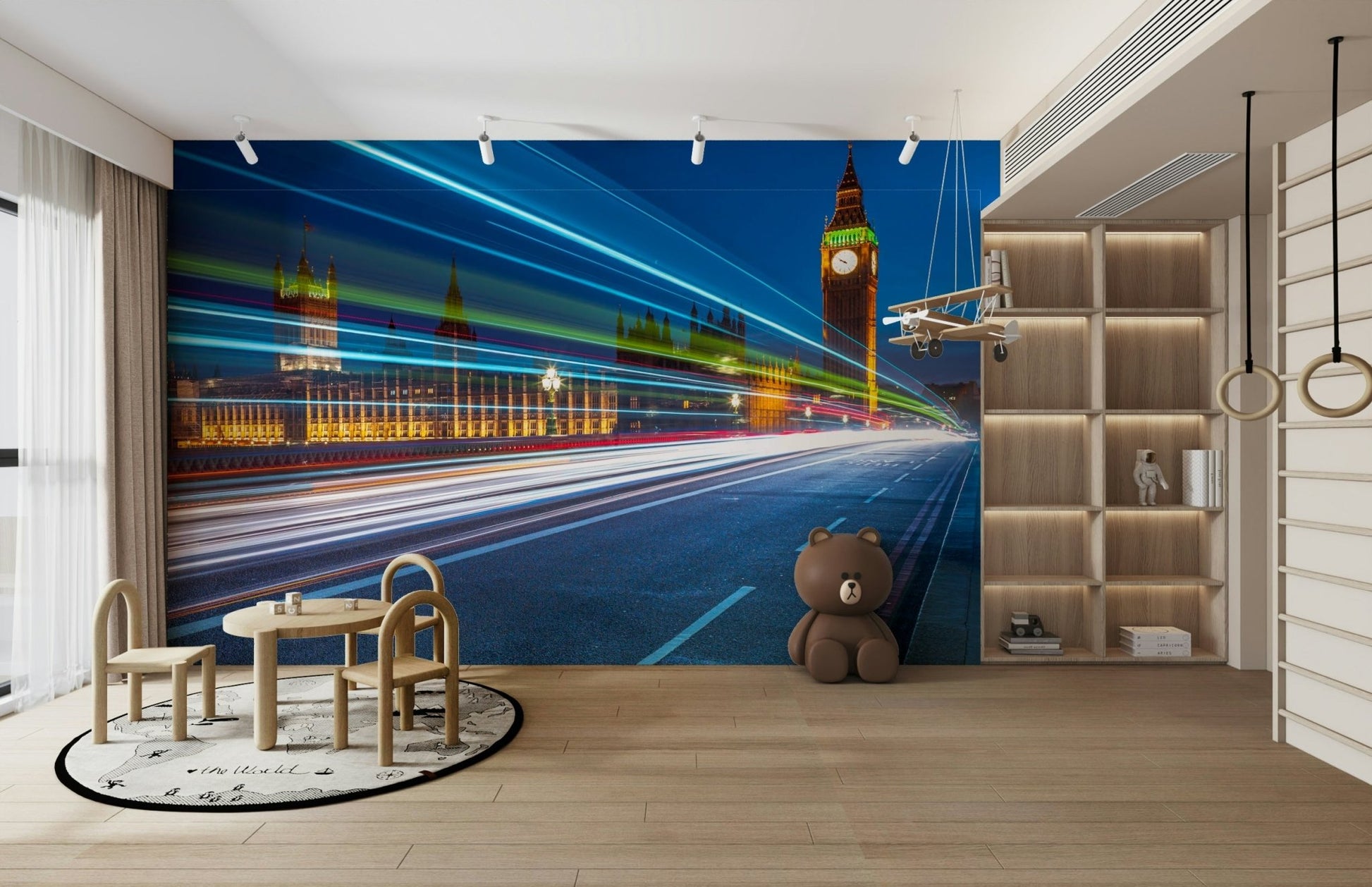 The colors are a mix of bright yellows, reds, and deep blues.

