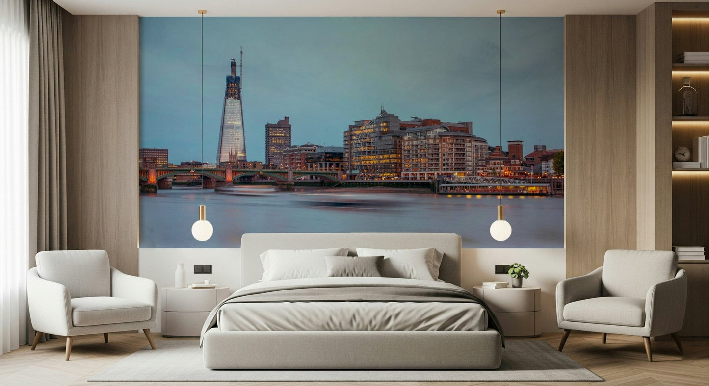 London Luminescence Wall Mural with glowing city lights wallpaper.