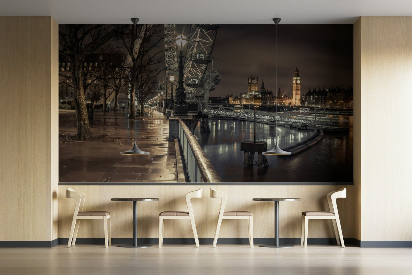 City lights reflecting on Thames mural design

