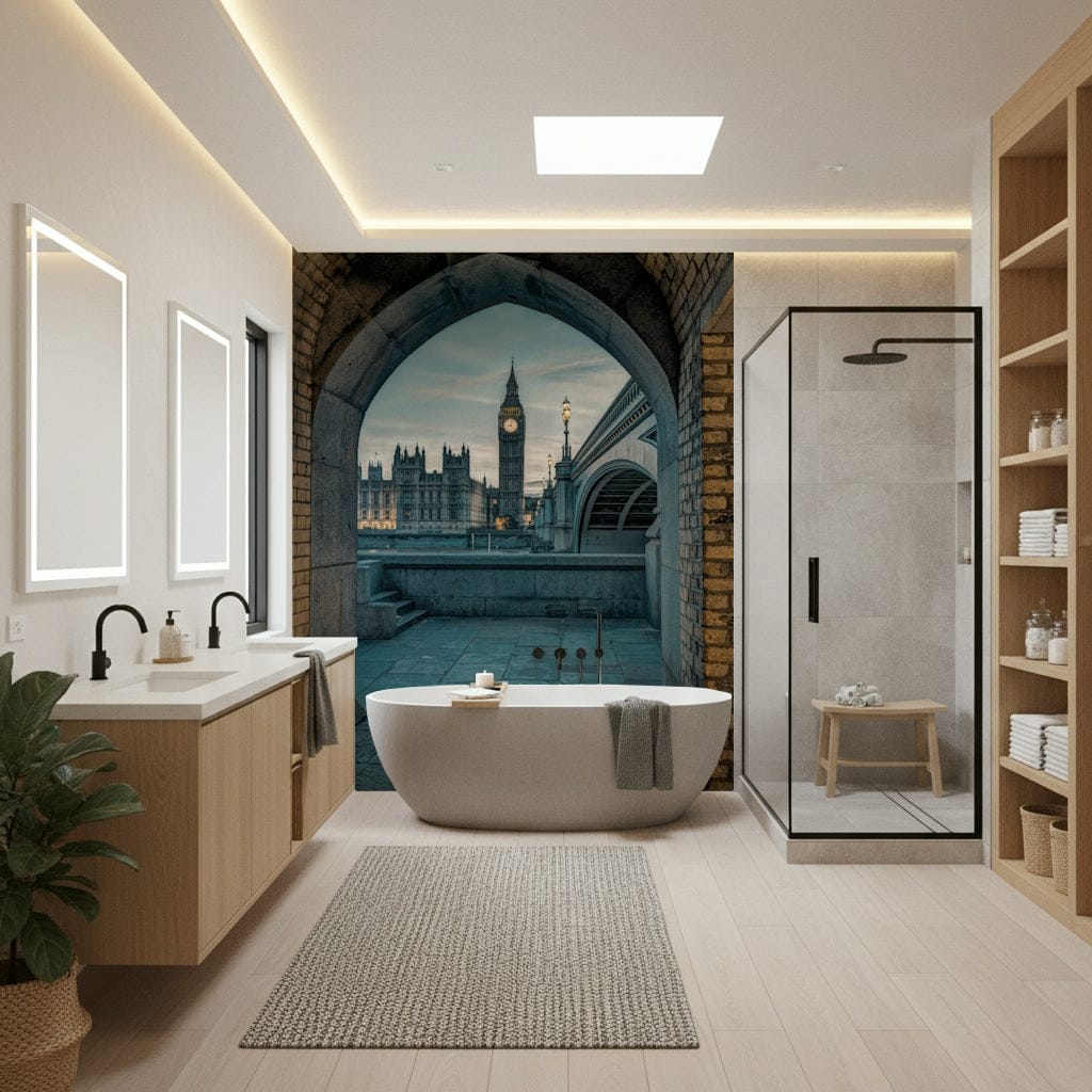 London Through Time mural showcasing historic Big Ben architecture.