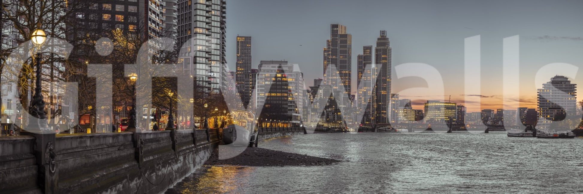 Atmospheric city skyline print
