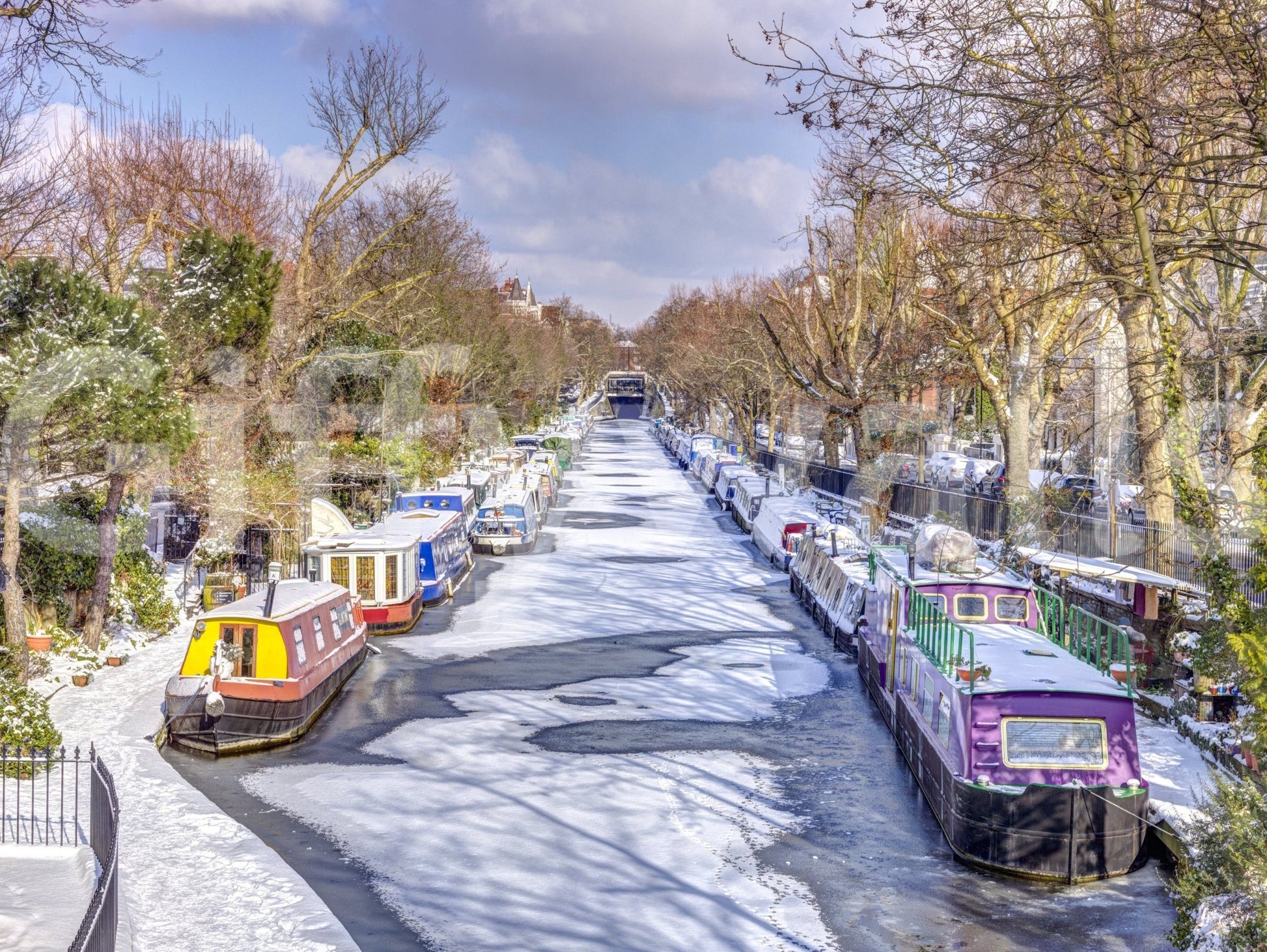 London's Frosted Waterways Wall Mural for a calm and peaceful feature wall.