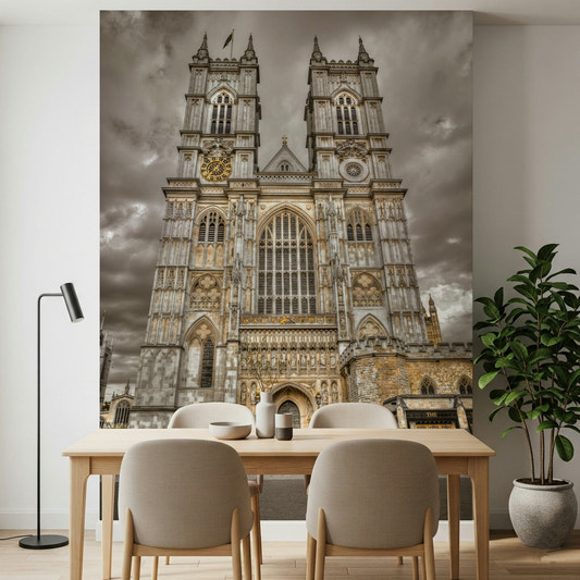 Industrial style wall mural in a creative studio space.
