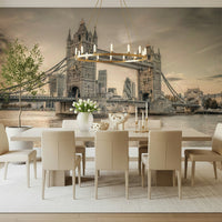 London's Tower Bridge wallpaper for an industrial style workspace.