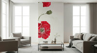 Lonely Red Poppy floral wallpaper for walls botanical print