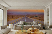 Road trip wall mural featuring endless highway views.

