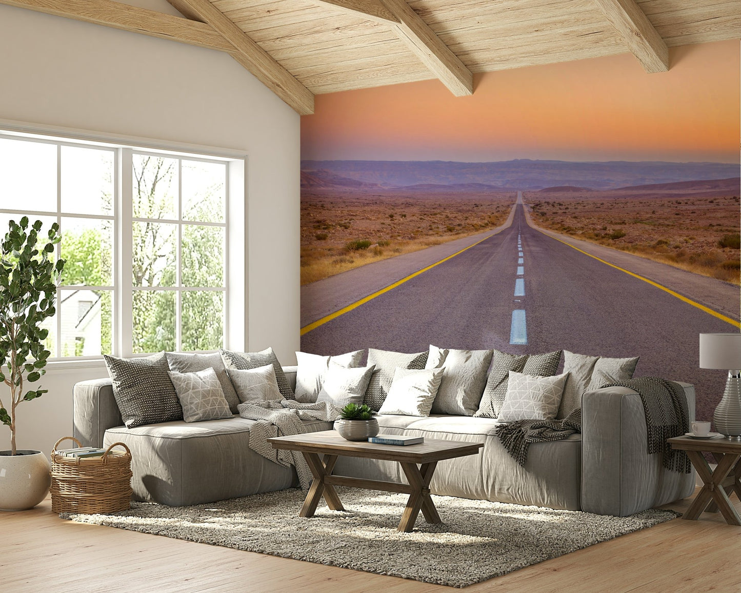 Beautiful countryside road wall mural for interiors.

