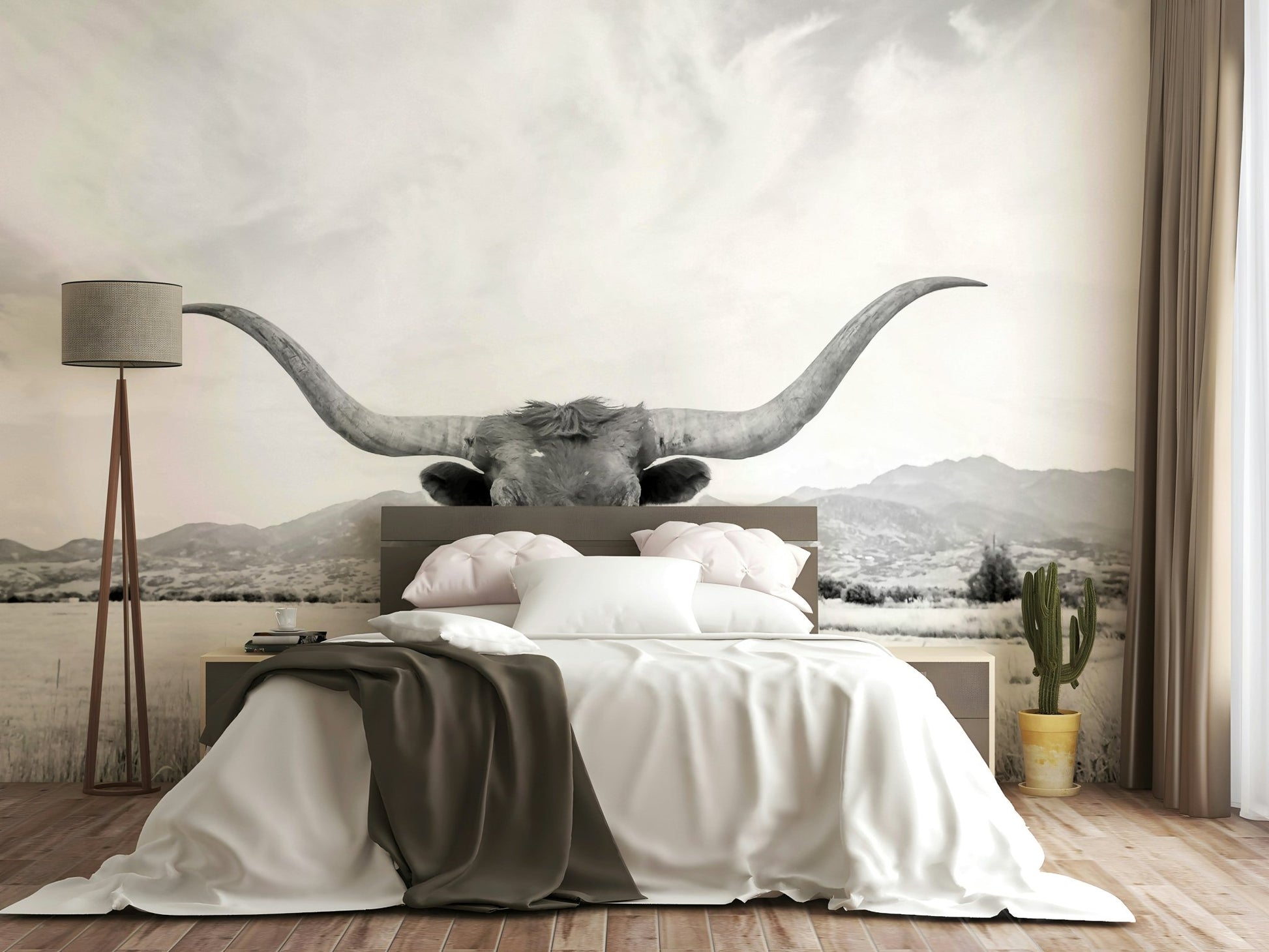 Iconic Western wildlife photography or illustration.

