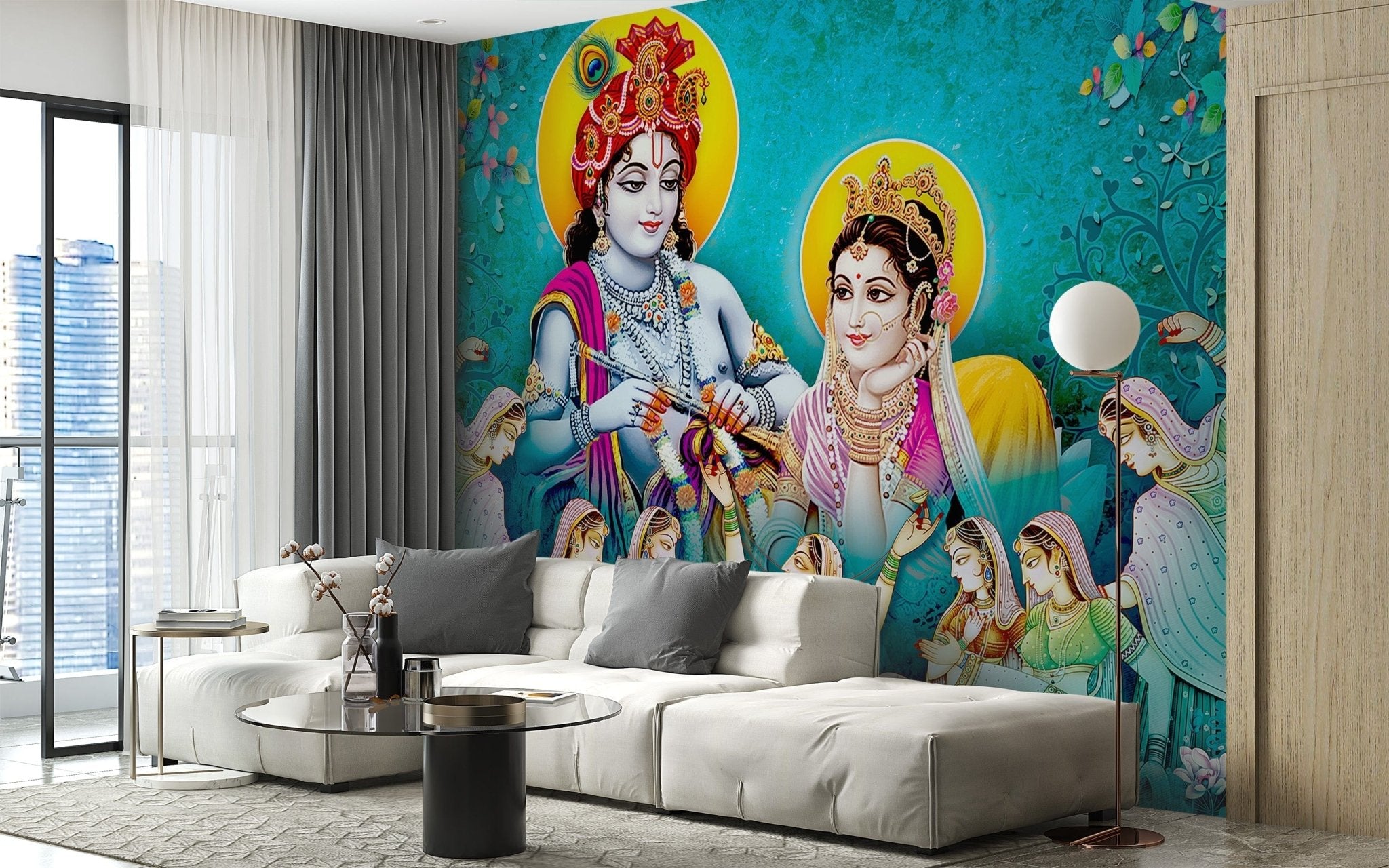 Krishna Wallpaper Mural for Walls in India - Spiritual Decor