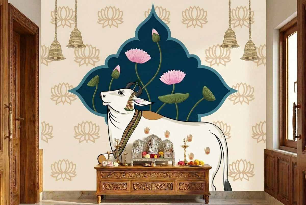 Lotus Bliss Pichwai Wallpaper D194
