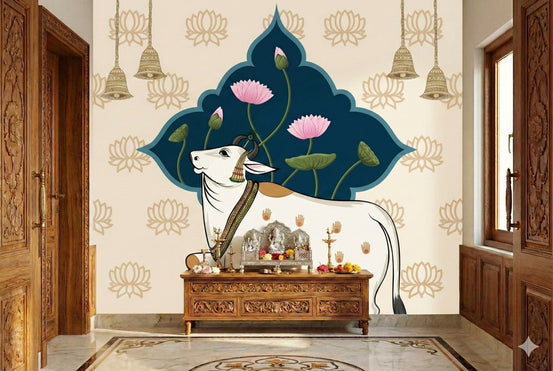 Lotus Bliss Pichwai Wallpaper D194