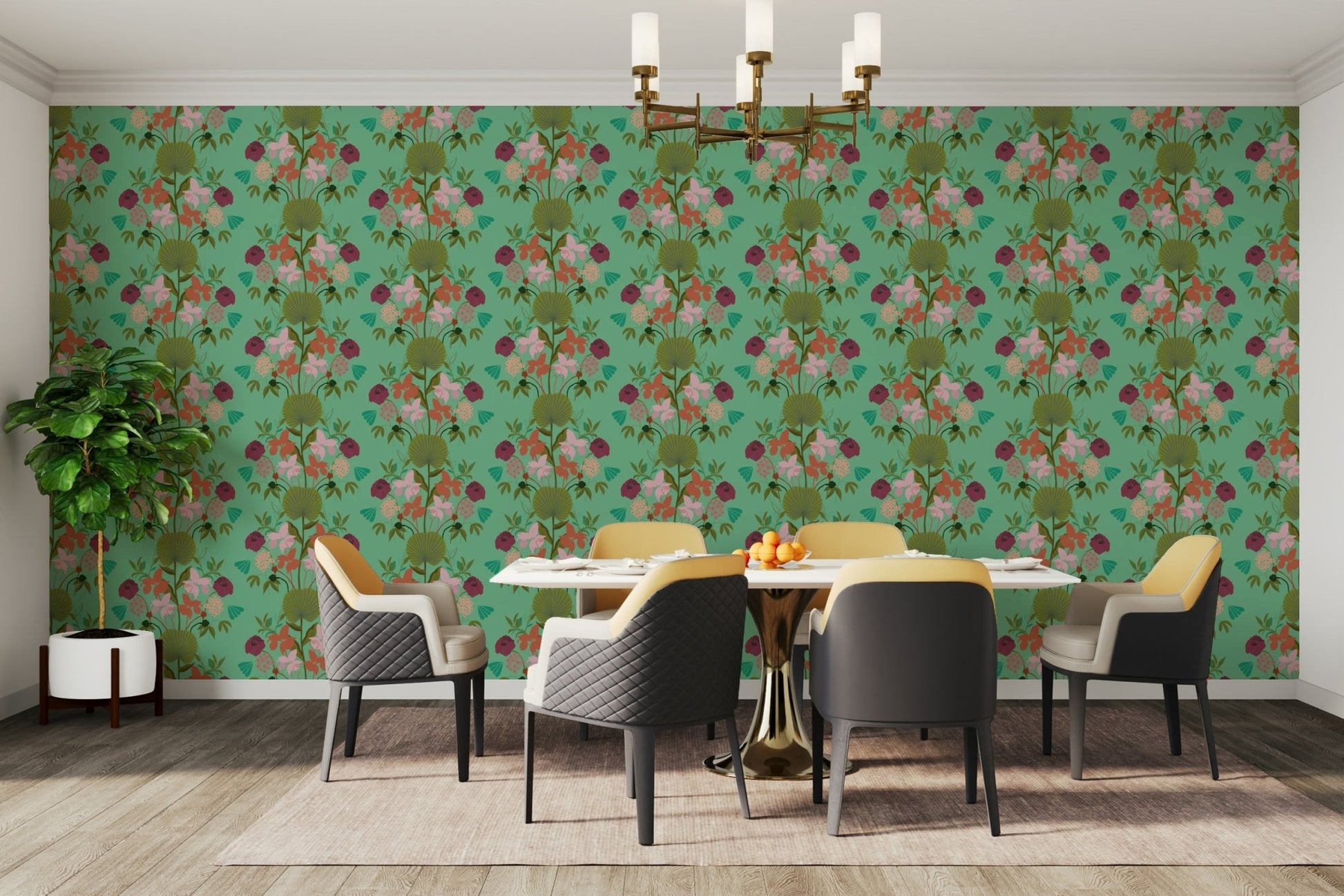 Easy-to-apply botanical wallpaper


