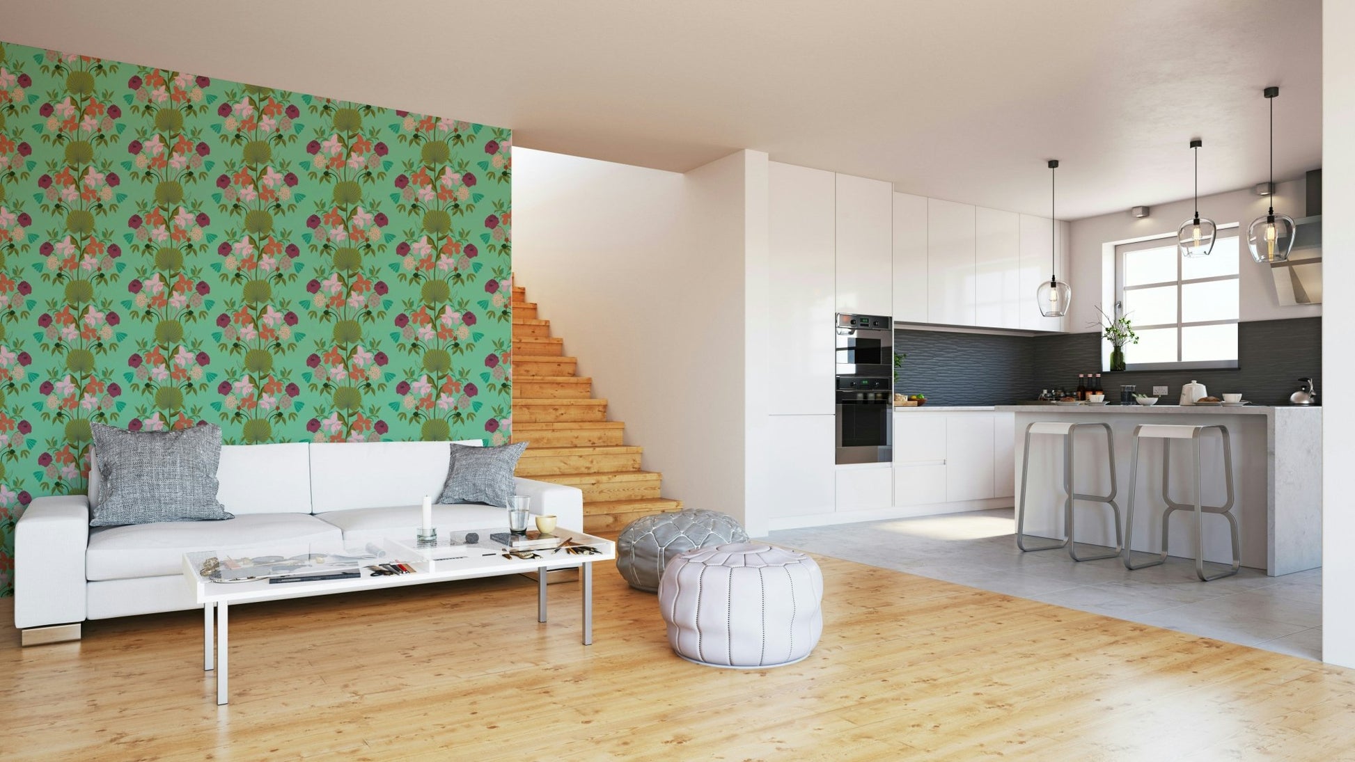 Natural lotus leaf mural wallpaper

