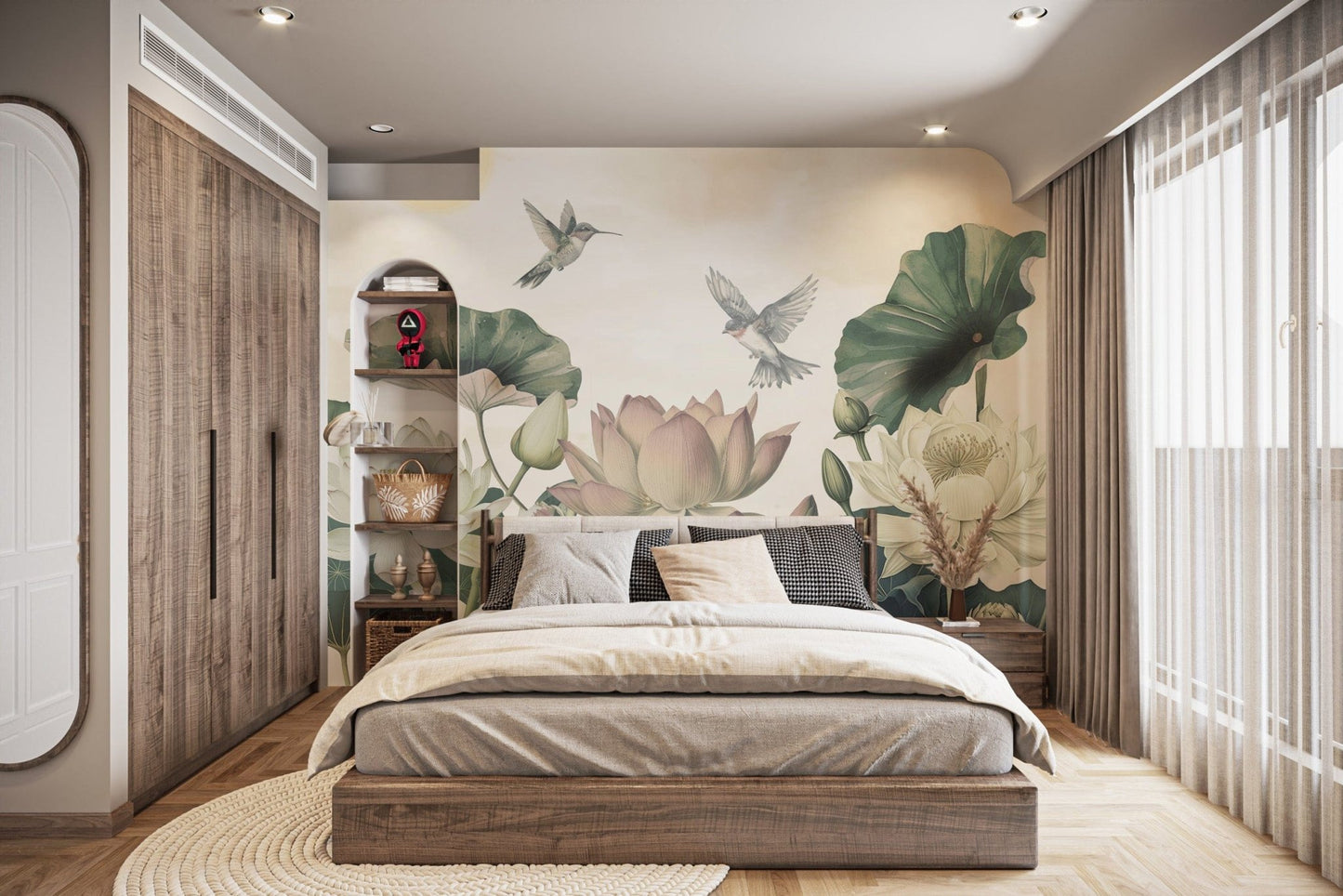 Elegant Lotus Flower Wall Mural Design
