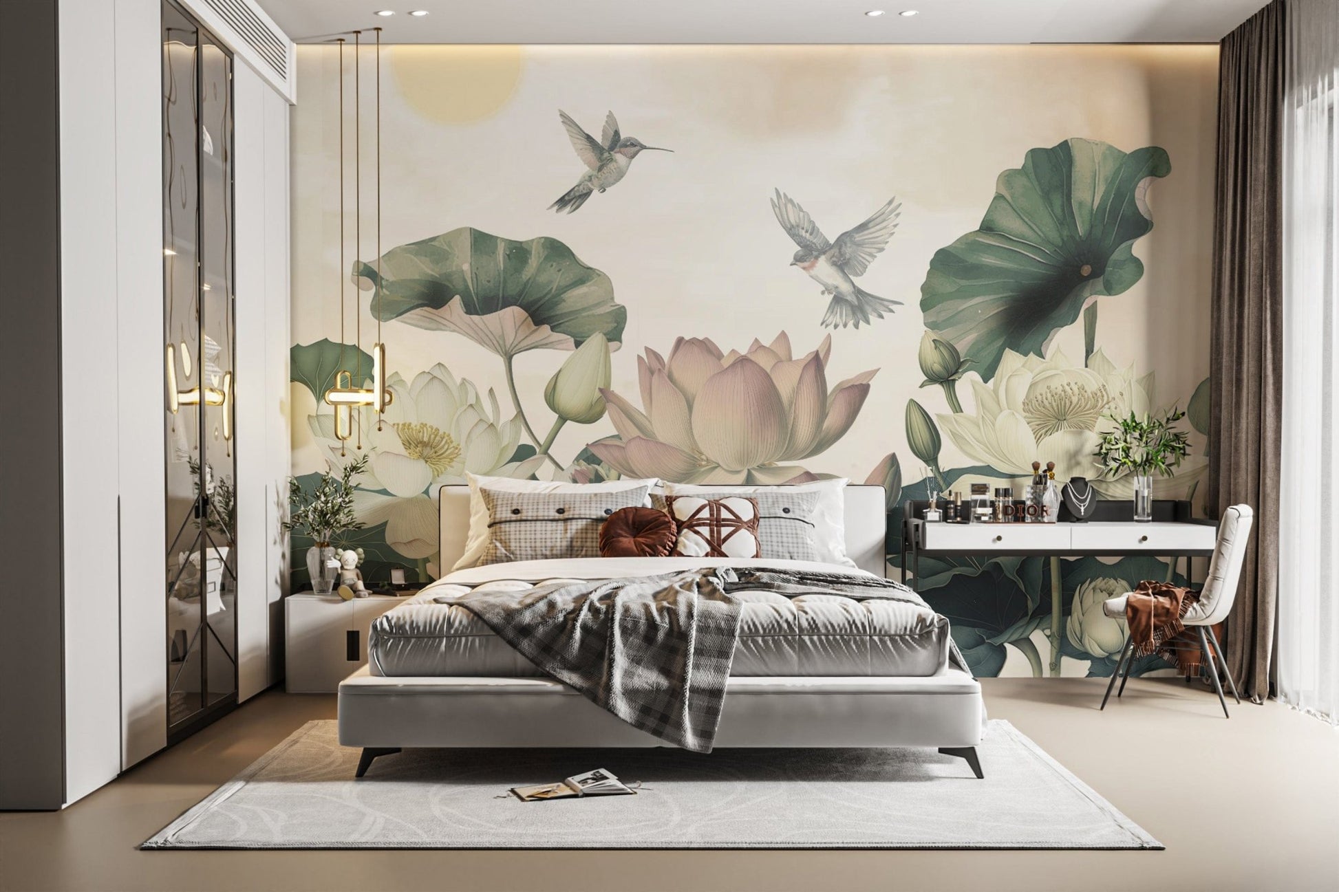 Lotus Paradise Botanical Floral Wallpaper
