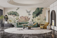Nature-Inspired Lotus Floral Wall Design
