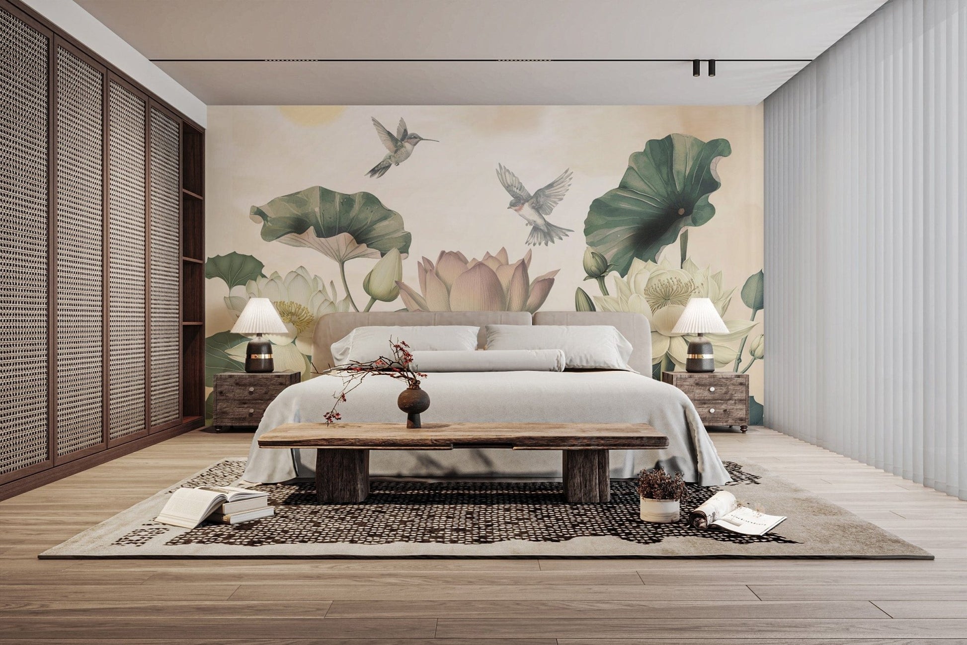 Peaceful Lotus Blossom Wall Covering
