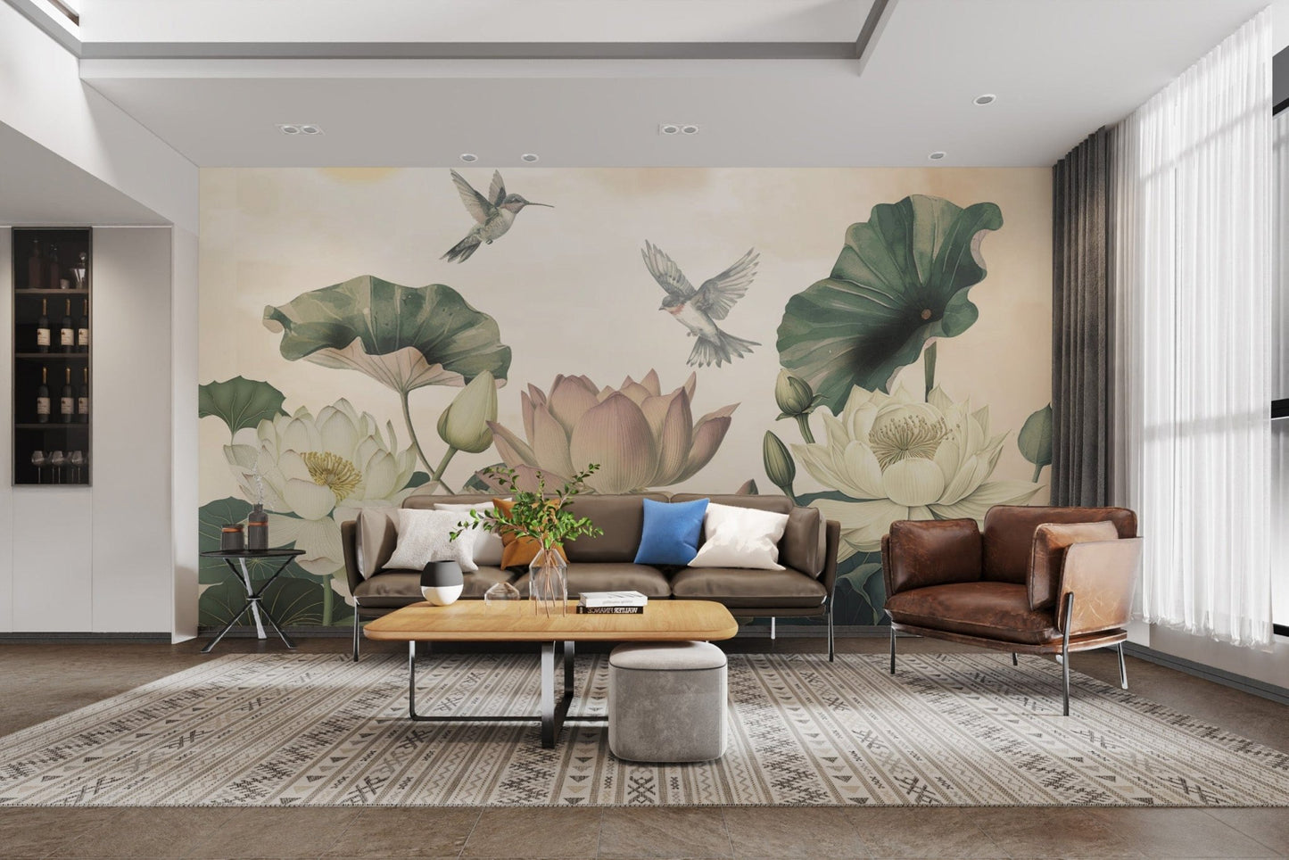 Lush Lotus Paradise Botanical Mural
