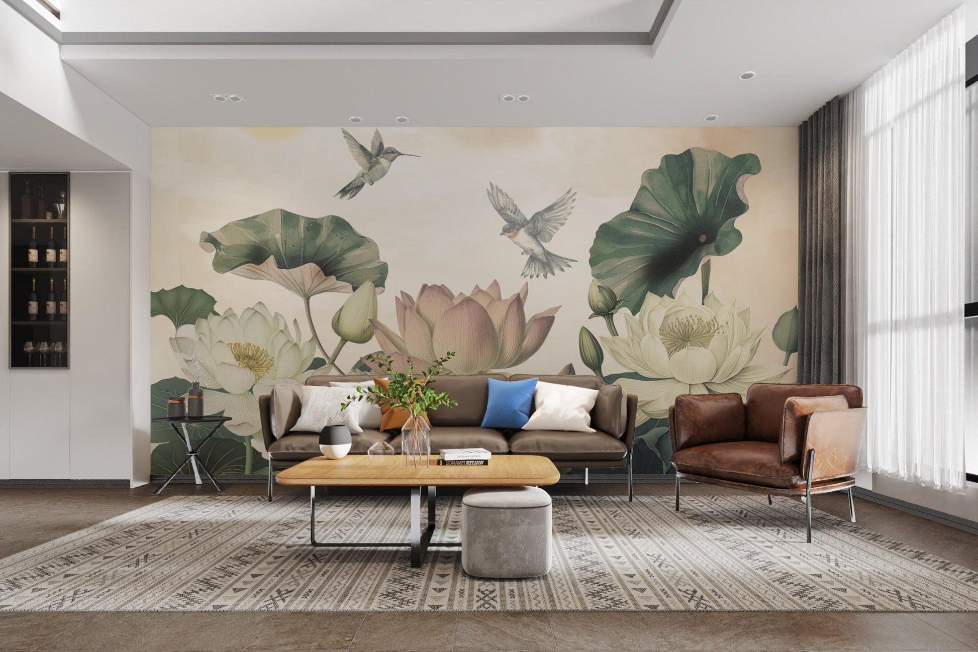 Lush Lotus Paradise Botanical Mural
