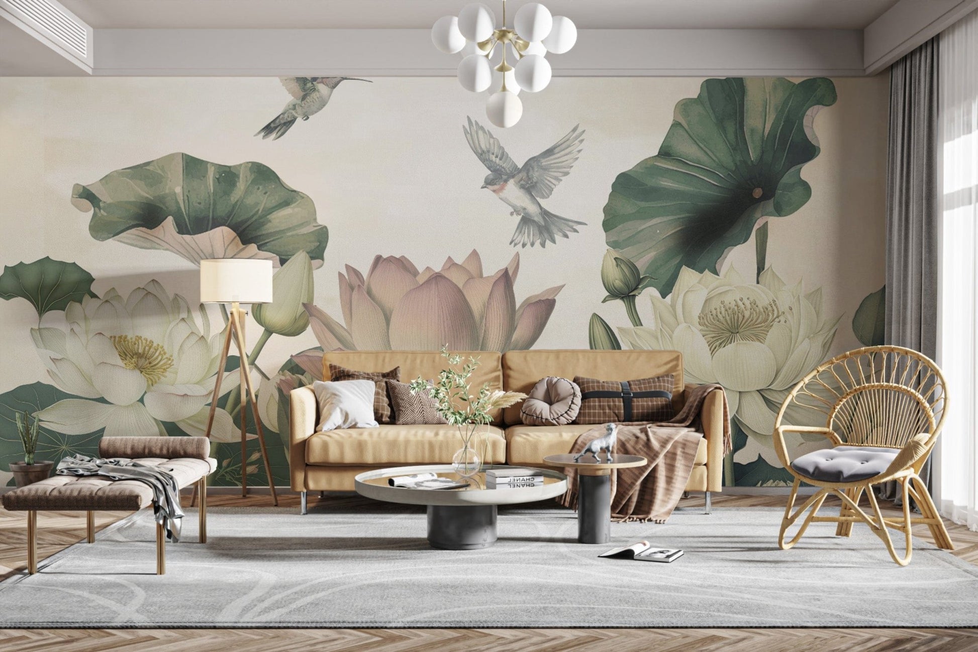 Serene Lotus Floral Wall Decor Idea
