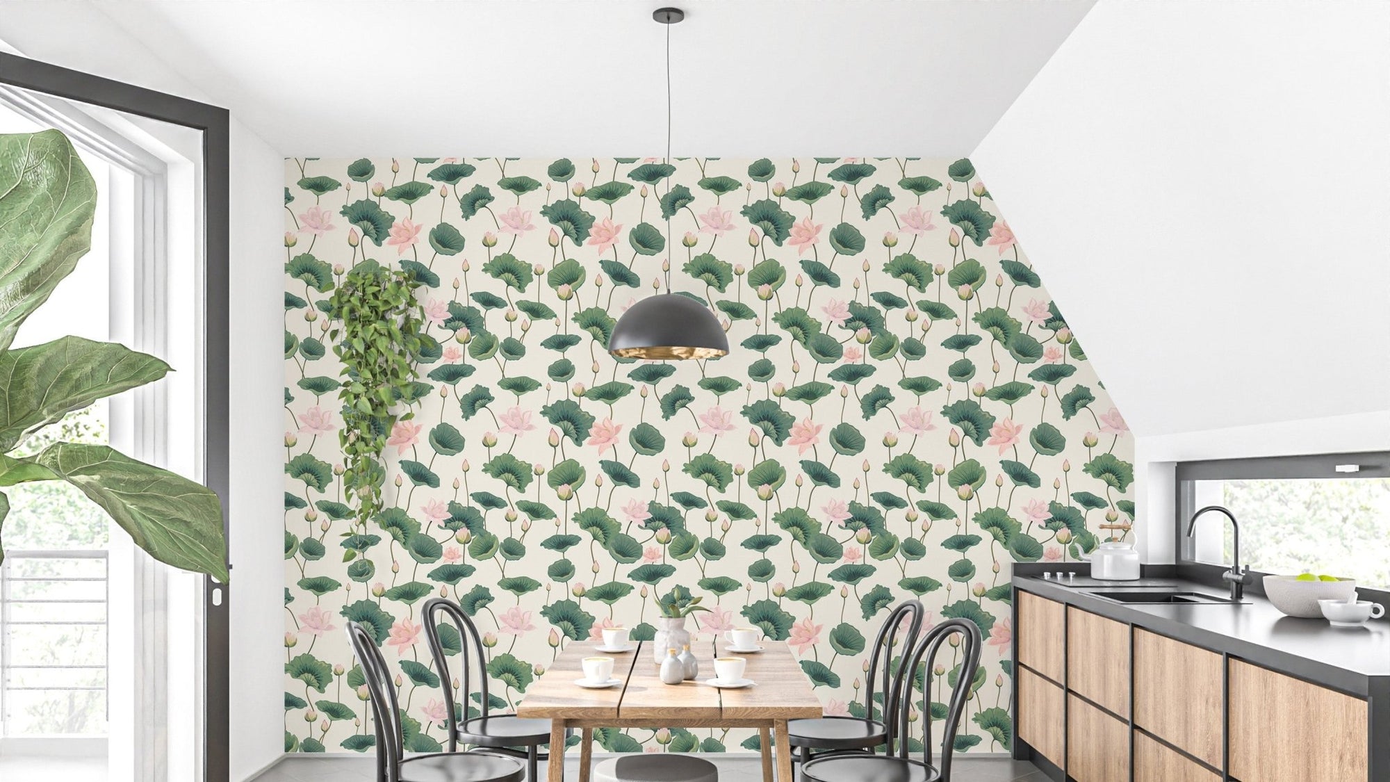 Serene lotus wallpaper mural with elegance B061
