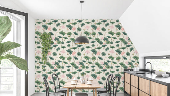 Serene lotus wallpaper mural with elegance B061
