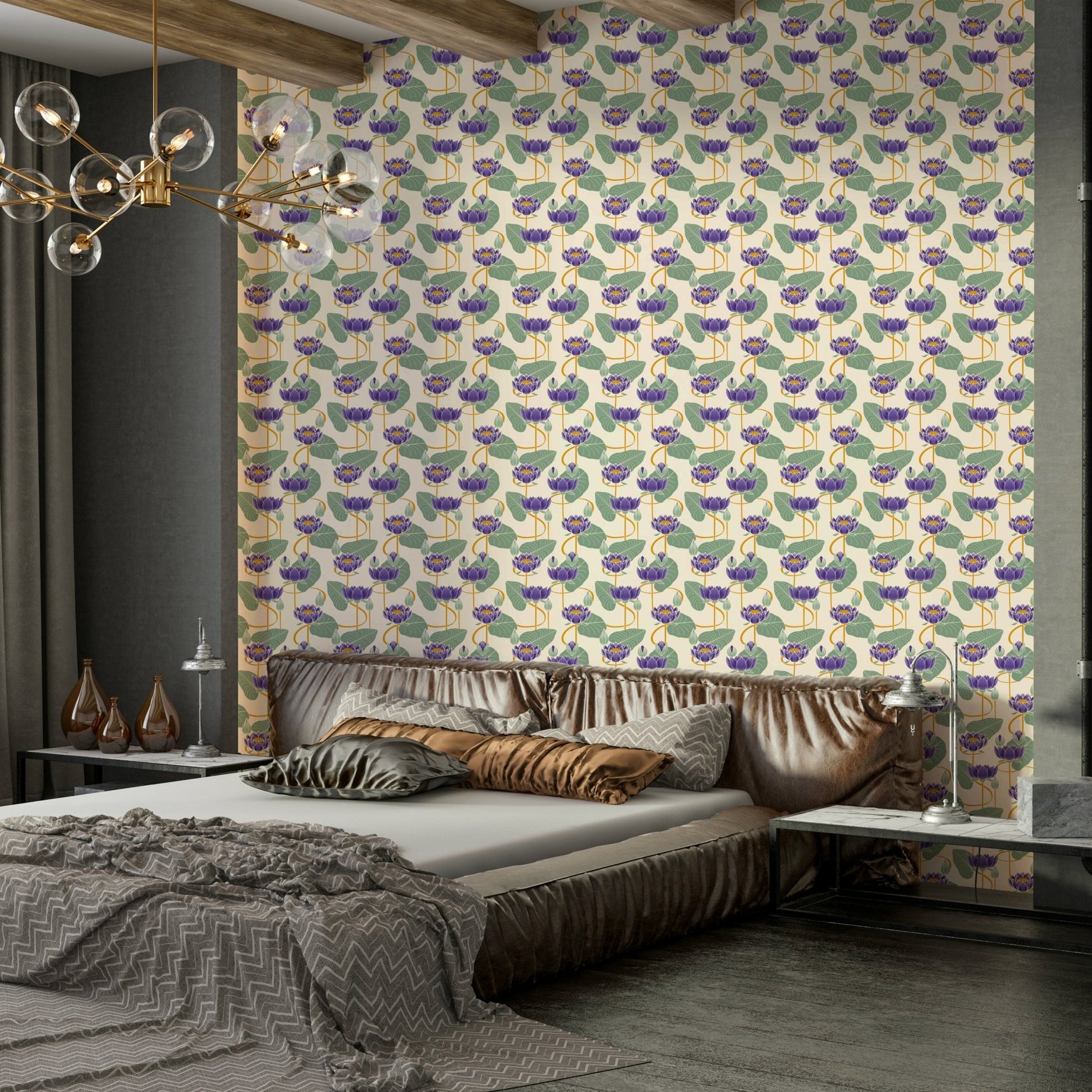 Artistic purple lotus wallpaper for walls

