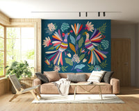 Love Birds wall mural in a modern apartment guest suite.