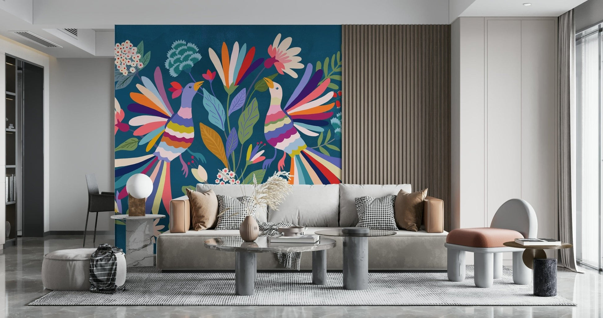 High-quality nature wallpaper for a luxury foyer feature wall.