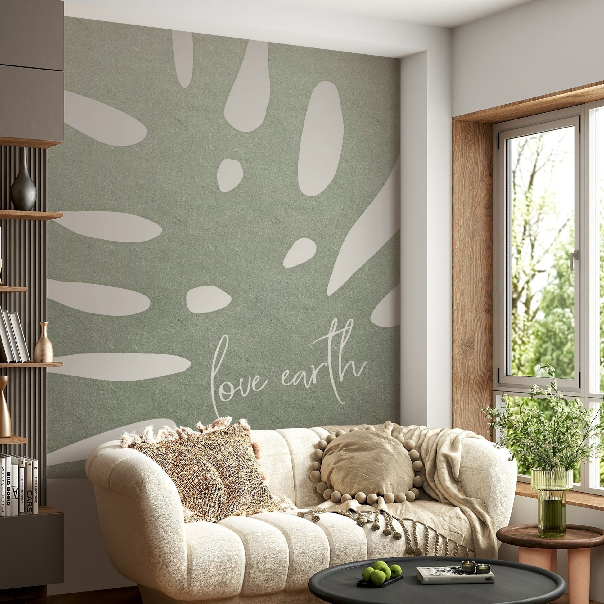 Earth-themed wall mural

