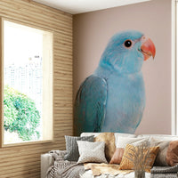 Lovebird pair mural in a vibrant botanical scene

