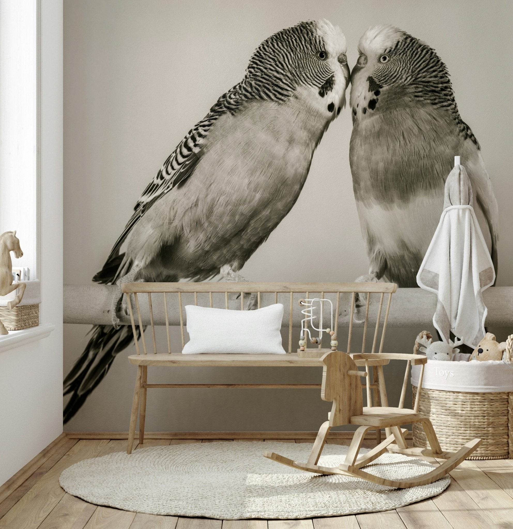 Charming Lovebirds on a Perch, stunning visual wall art feature., GD7250
