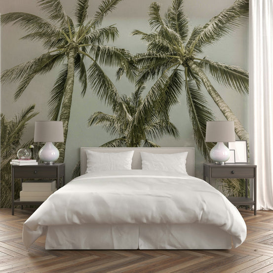 Vintage palm trees wall mural with tropical design, GD2079