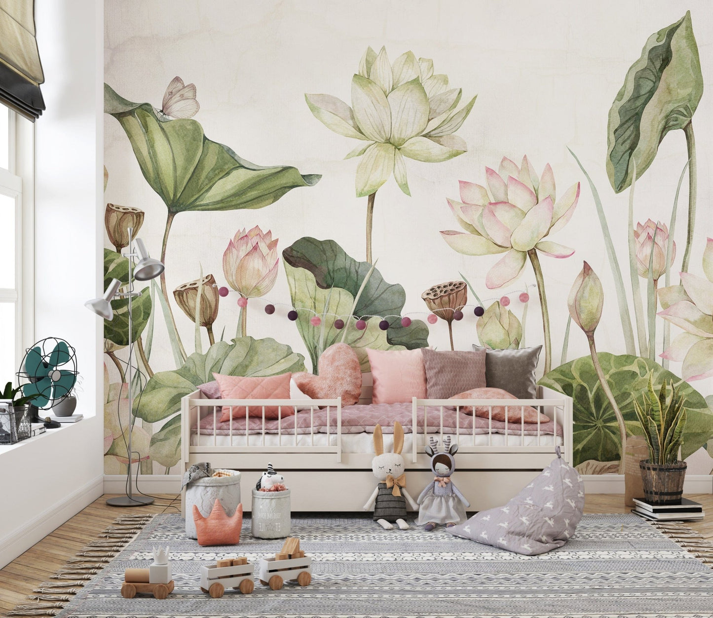 Peel and stick water lilies mural wallpaper