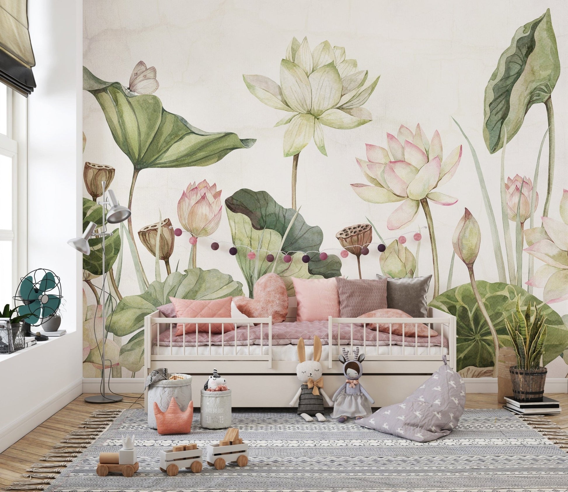 Peel and stick water lilies mural wallpaper