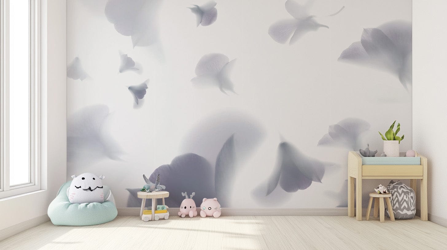 Delicate lavender floral wall covering
