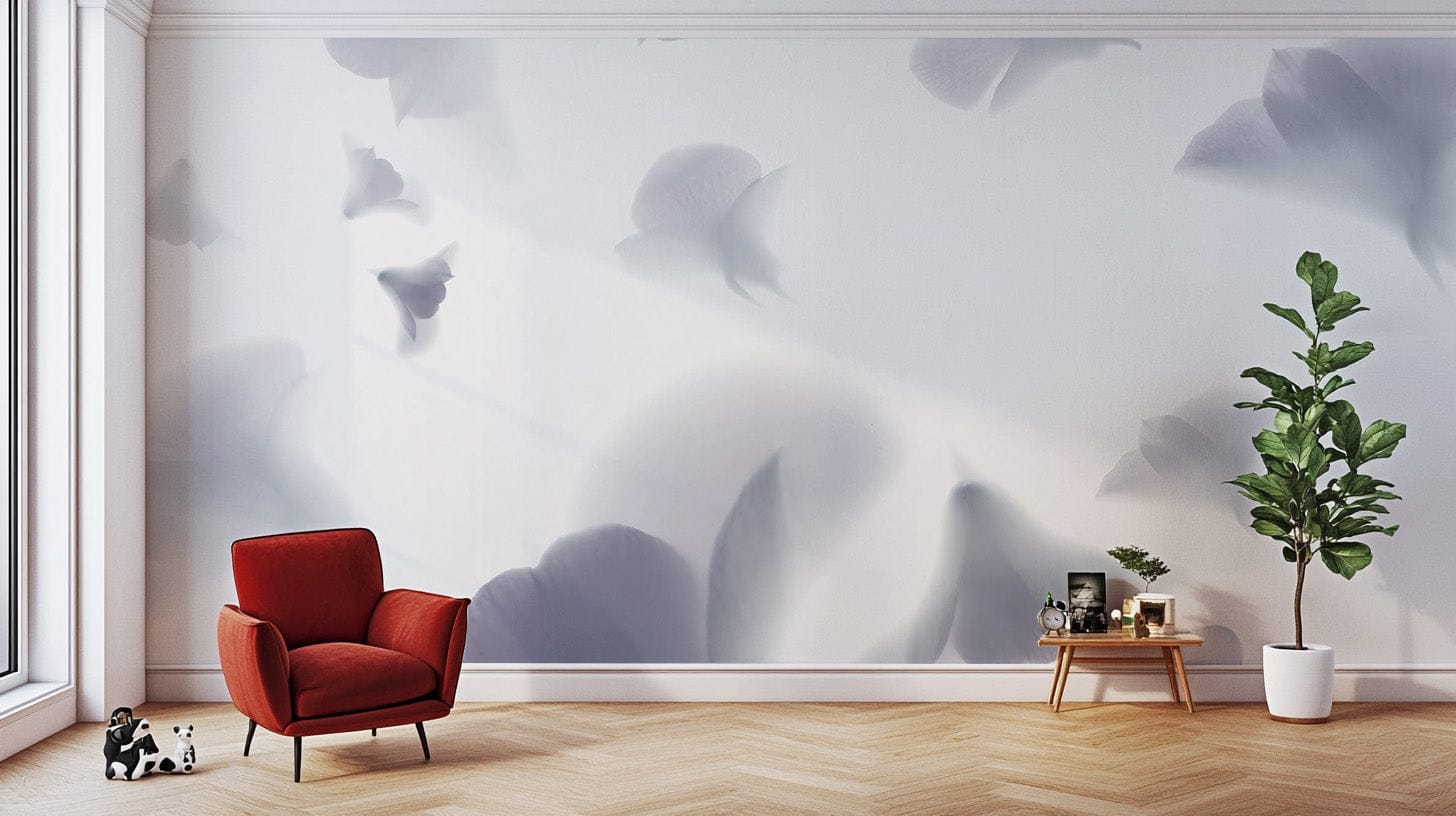 Subtle lavender floral wallpaper print
