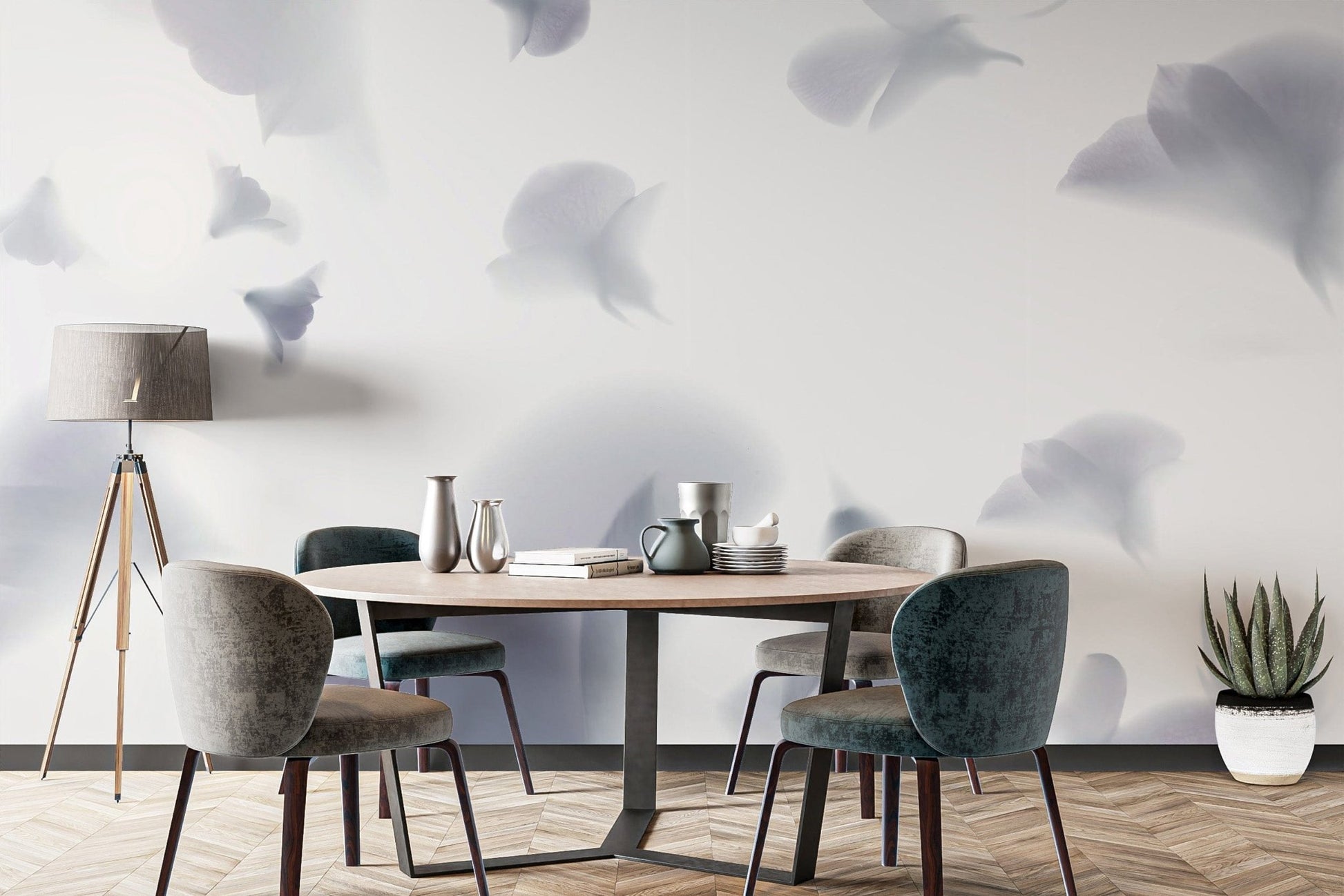 Calming lavender floral wallpaper print
