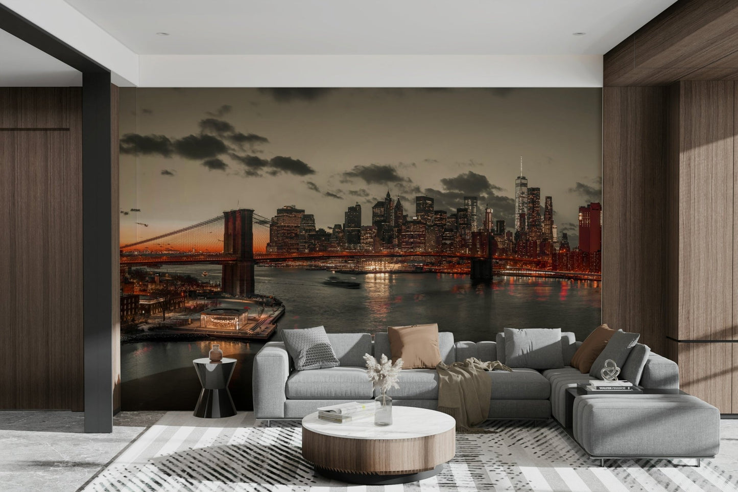 An angled shot of the mural's gentle color palette.

