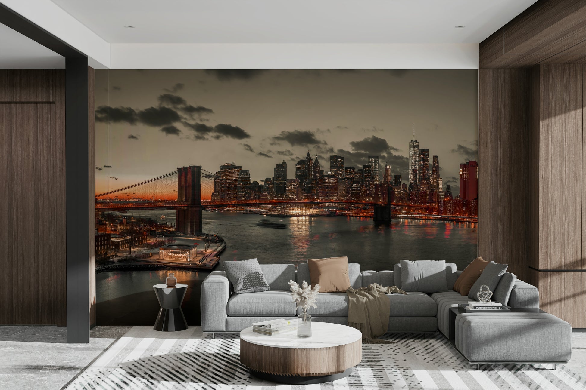 An angled shot of the mural's gentle color palette.

