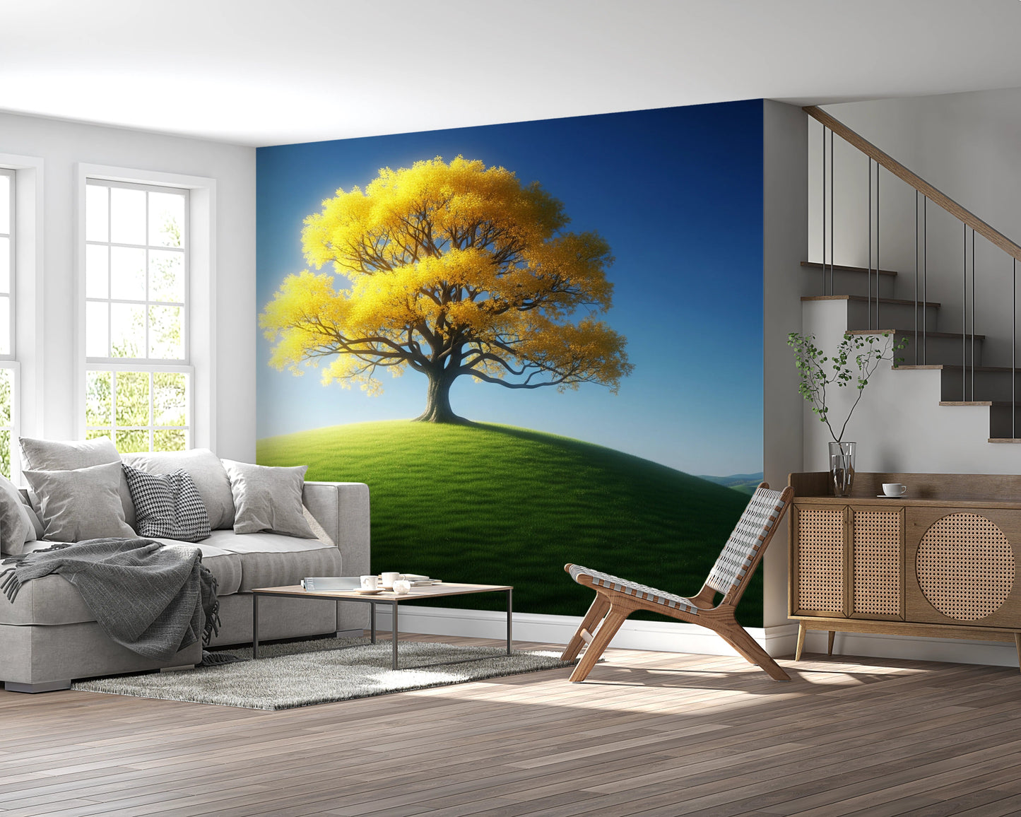Lucent Tree mural with bright foliage