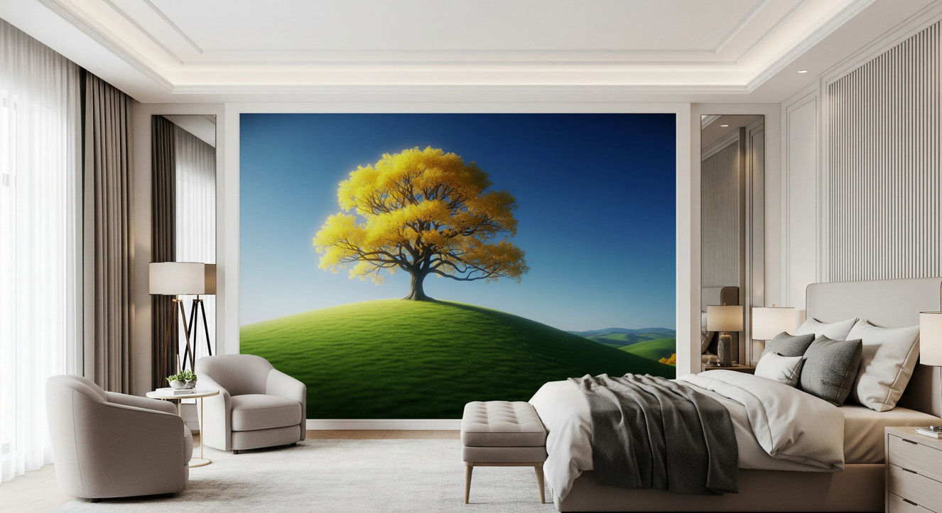 Lucent Tree wall mural with golden tree