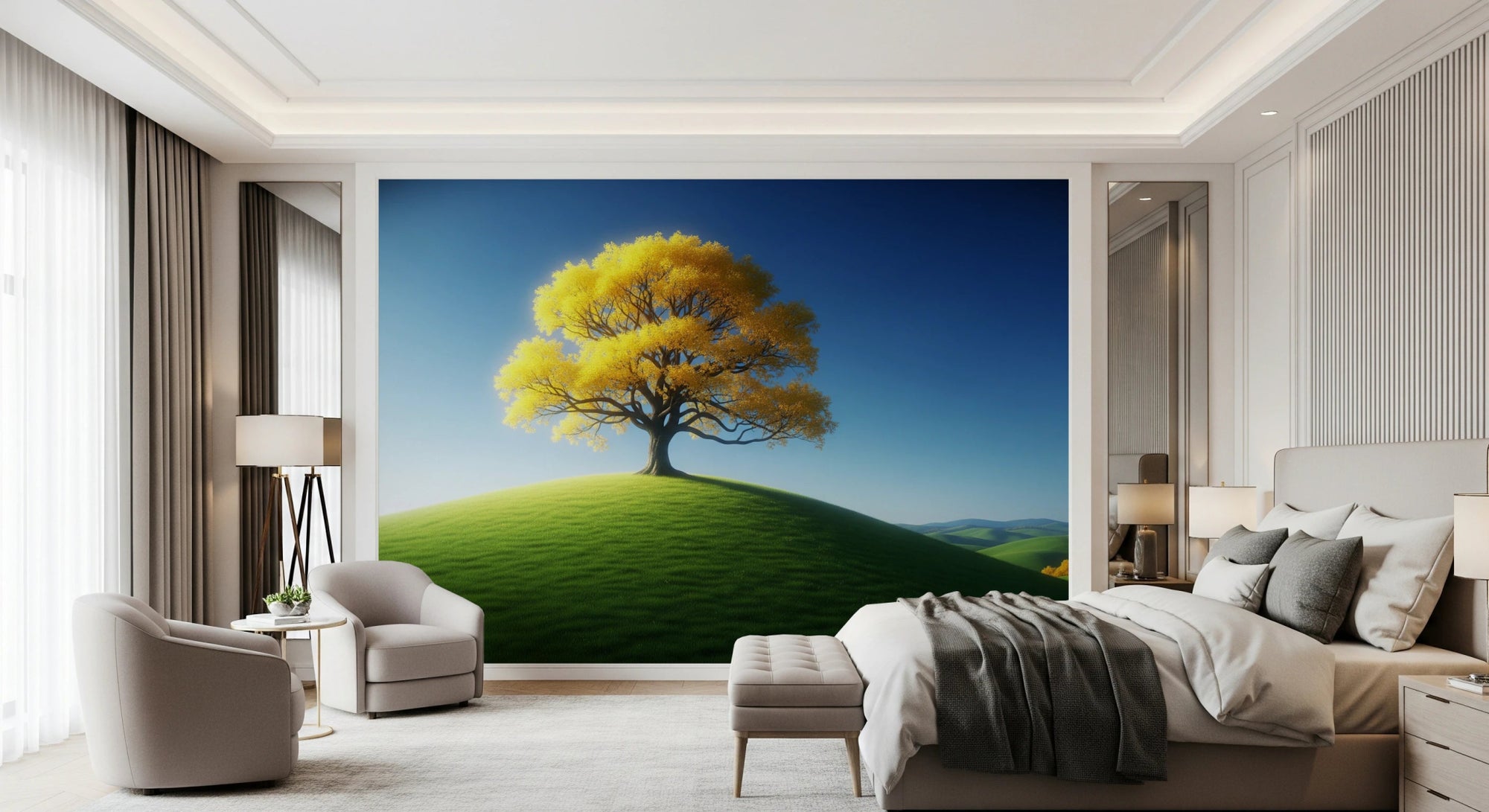 Lucent Tree wall mural with golden tree, GD8174